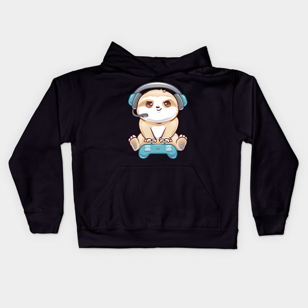 Gaming Sloth Kids Hoodie by PnJ